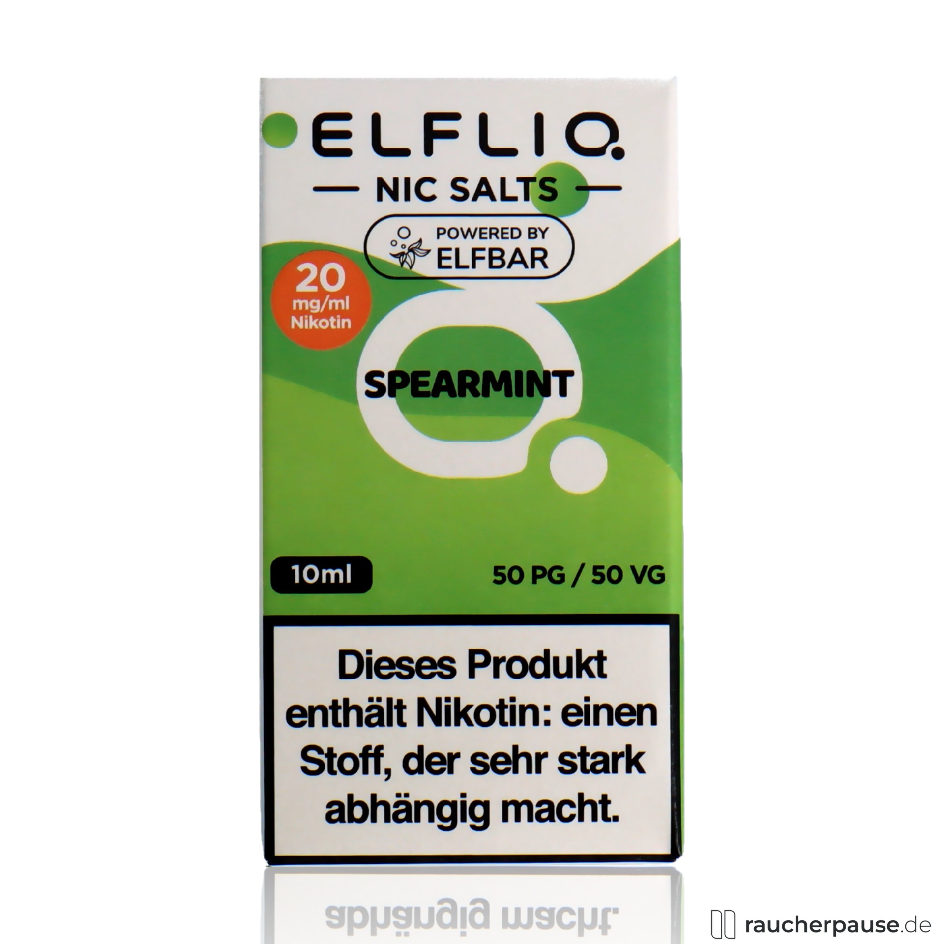 elfbar, elfliq by elf bar nikotinsalz liquid spearmint ml nikotin , packshot seitlich
