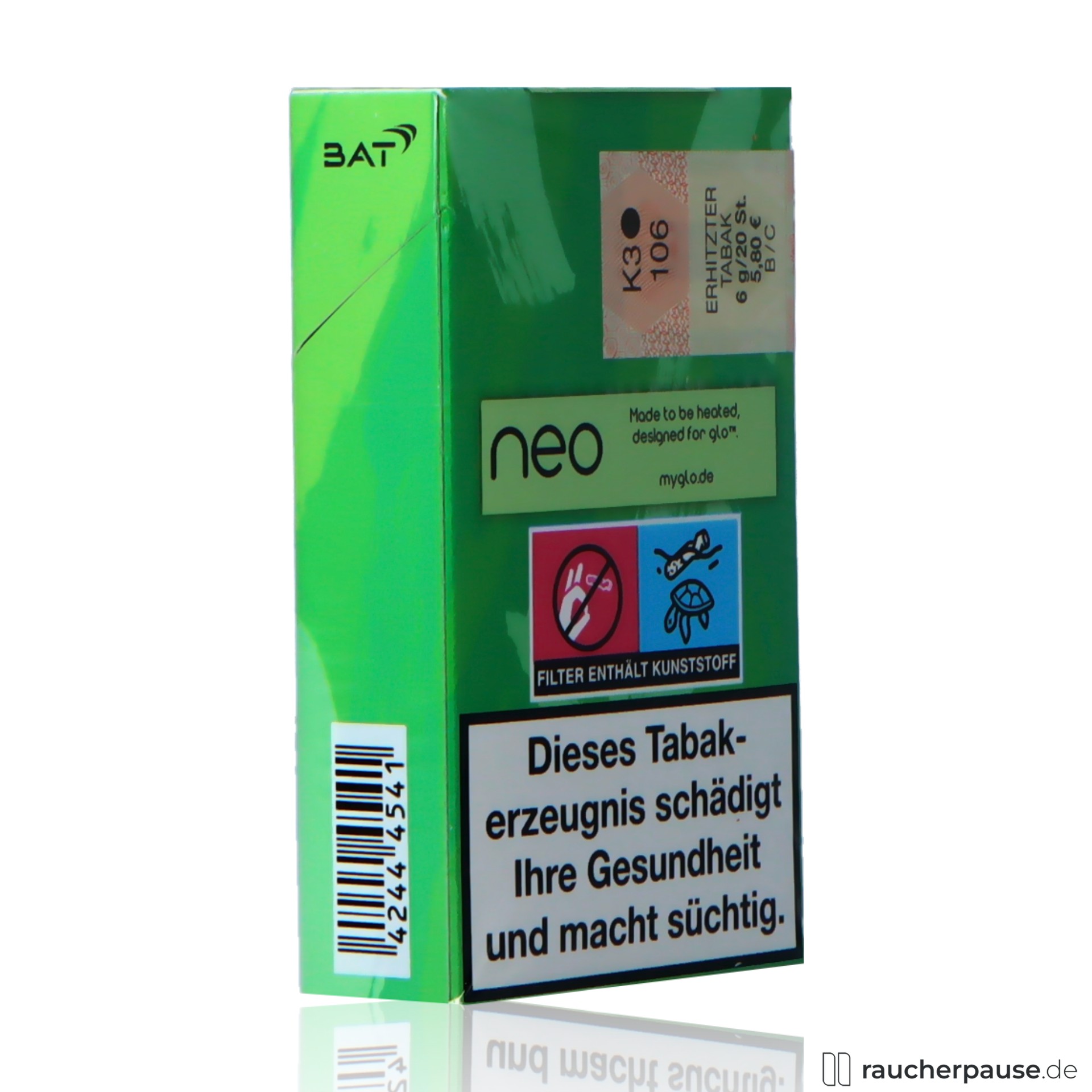 neo, neo green fuer glo stueck frischer tabakgeschmack , packshot vorderseite