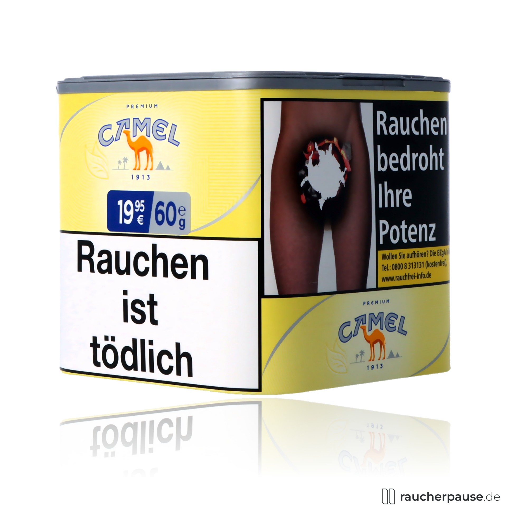 camel feinschnitt tabak 60g dose american blend burley orient virginia , packshot hinterseite